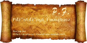 Pöstényi Fausztusz névjegykártya